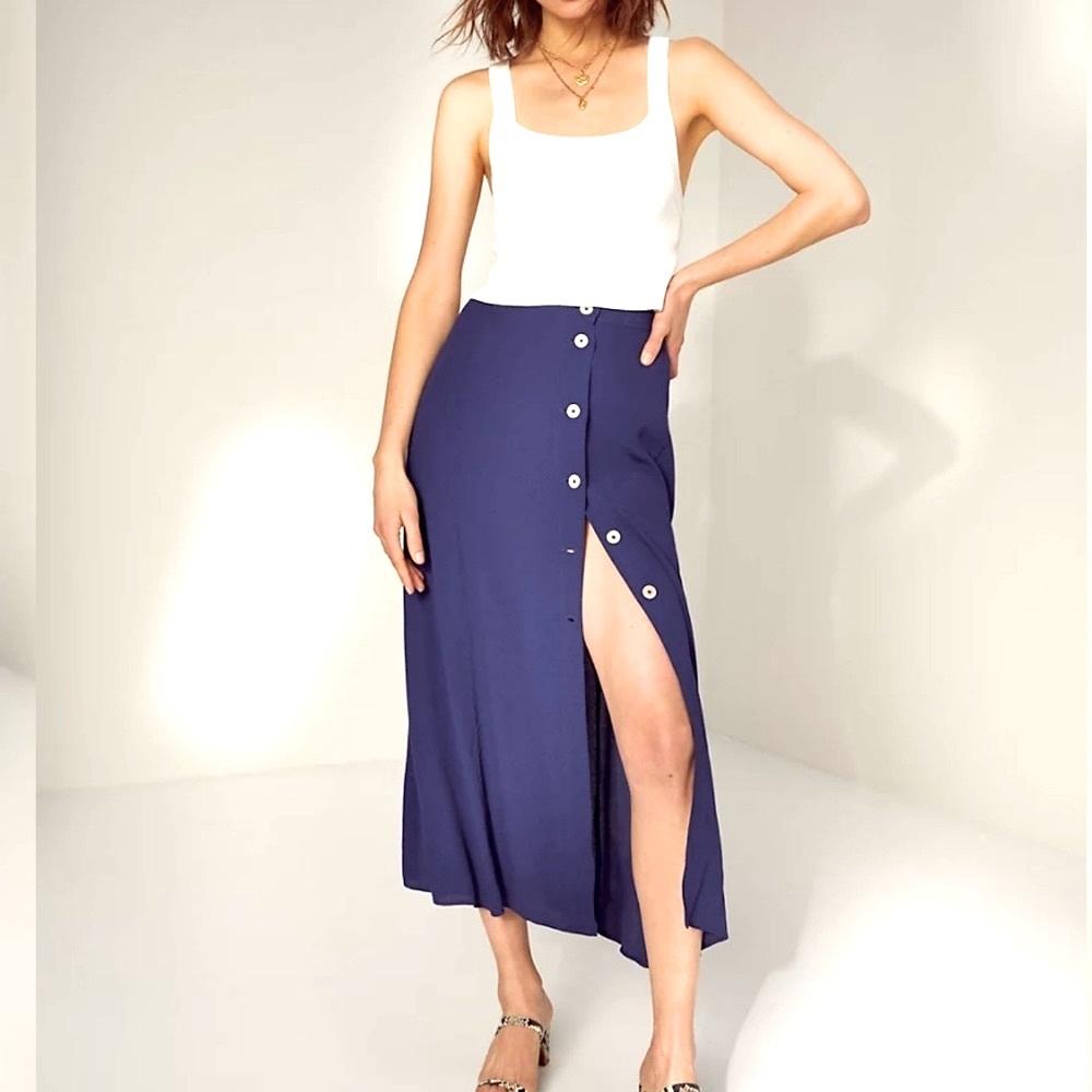 Wilfred Aritzia Navy Blue Amelie Skirt NWT